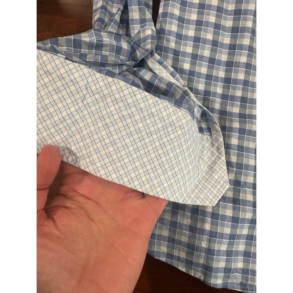 Egara Slim Fit Blue White Plaid Button Down Shirt Men’s Medium 15-15.5 - Picture 8 of 10